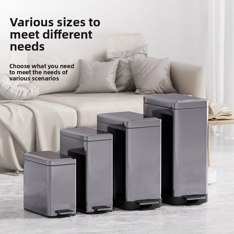 Tungsten Steel Stainless Steel Foot Pedal Trash Can with Slow-Close Lid