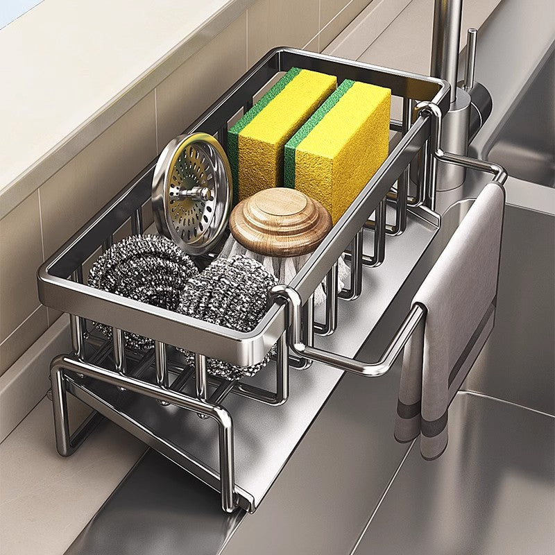 Kitchen Sink Drain Rack for Sponge and Dish Cloth - Sink Caddy