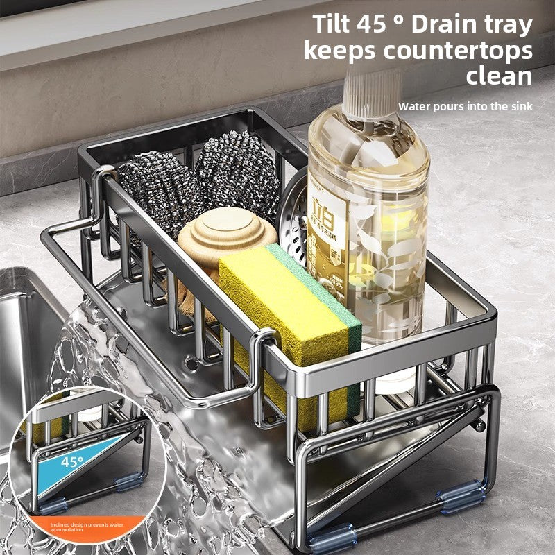 Kitchen Sink Drain Rack for Sponge and Dish Cloth - Sink Caddy