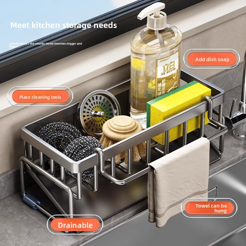 Kitchen Sink Drain Rack for Sponge and Dish Cloth - Sink Caddy