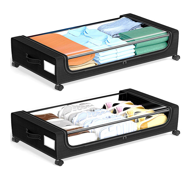 Wheels Underbed Storage Box Foldable Fabric Organizer