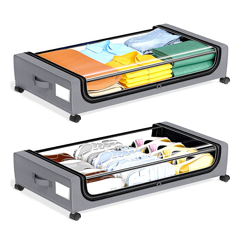 Wheels Underbed Storage Box Foldable Fabric Organizer