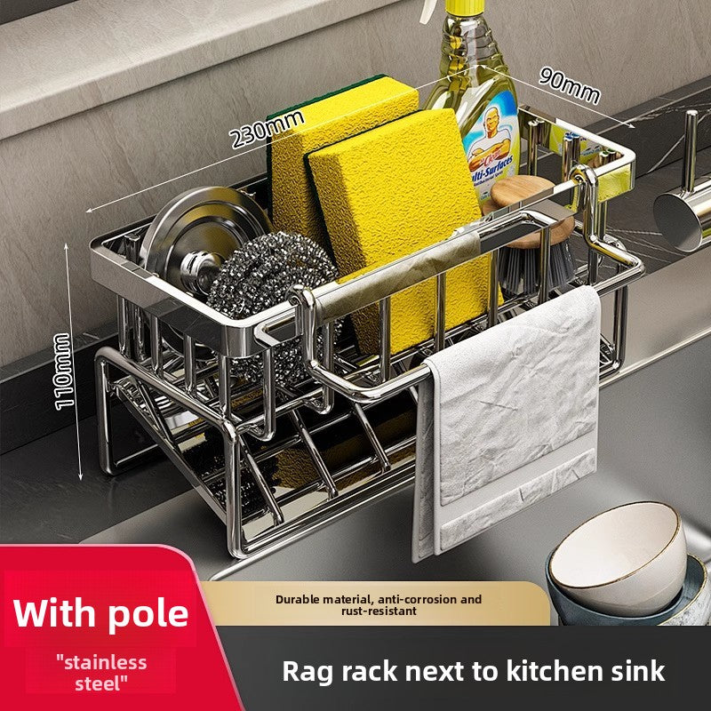 Kitchen Sink Drain Rack for Sponge and Dish Cloth - Sink Caddy