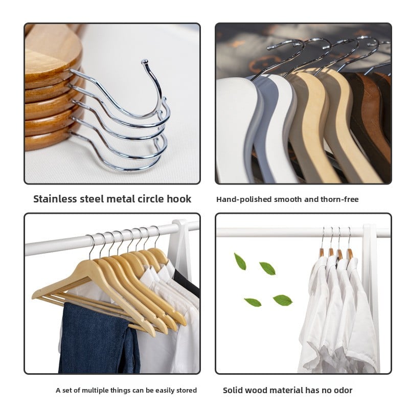 Solid Wood Non-Slip Seamless Hangers