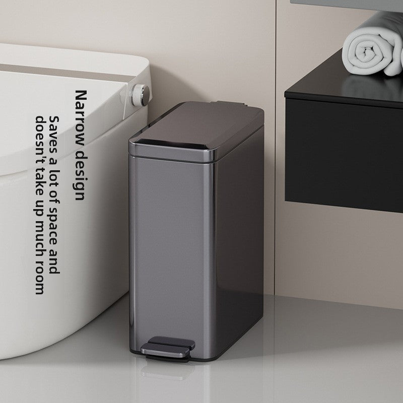Tungsten Steel Stainless Steel Foot Pedal Trash Can with Slow-Close Lid