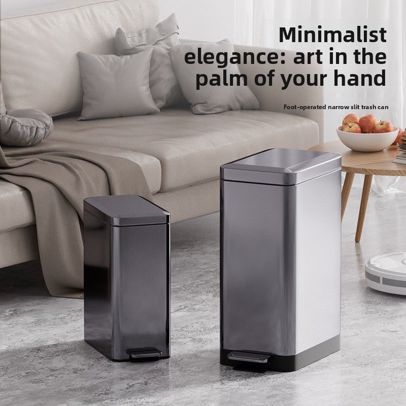 Tungsten Steel Stainless Steel Foot Pedal Trash Can with Slow-Close Lid